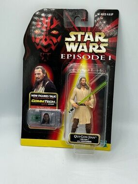 Star Wars Episode I Qui-Gon Jinn Jedi Duel Action Figure 1998 CommTech Chip